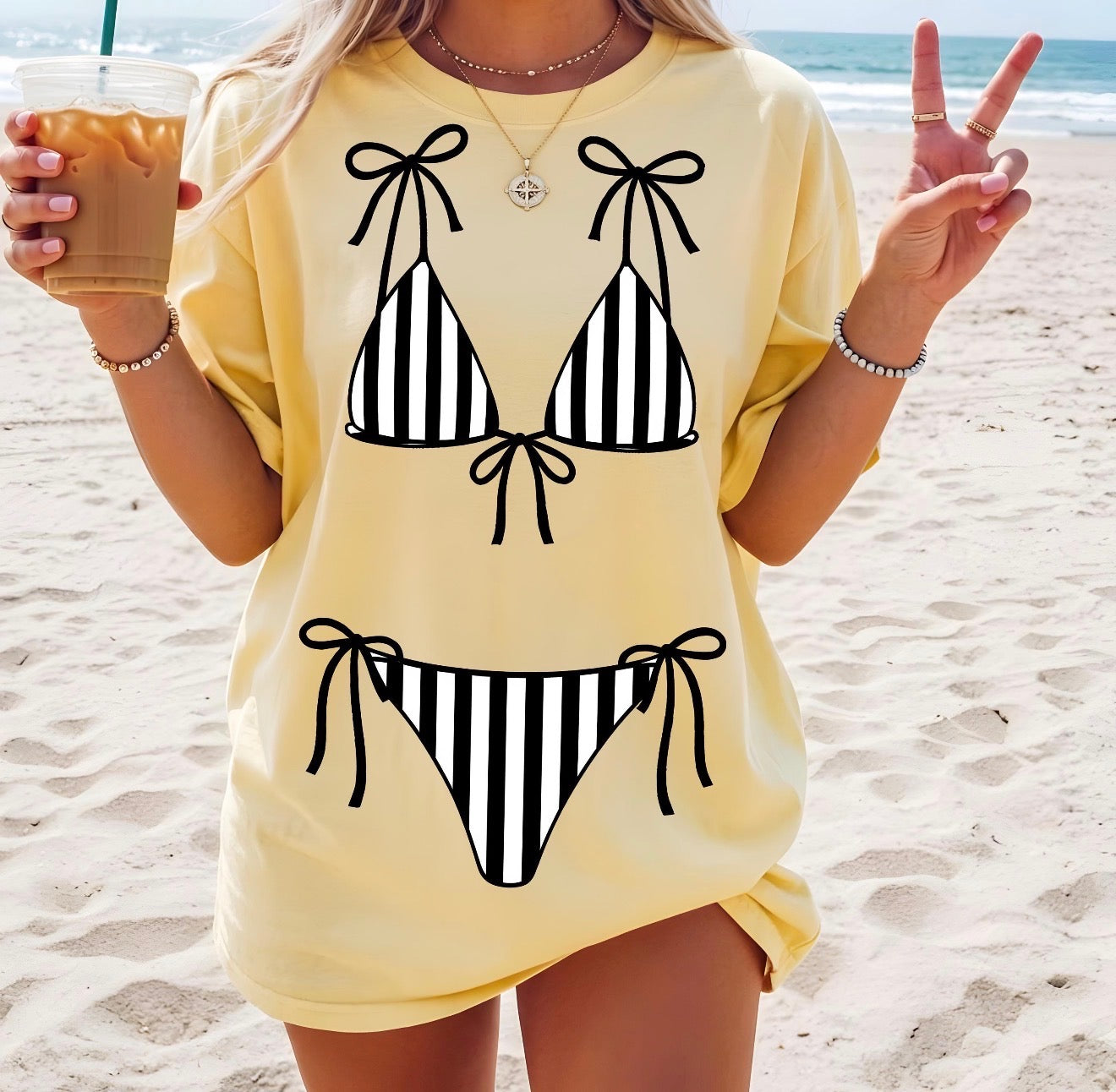 Bikini Tee (Stripes)